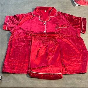 Luxurious Red Satin Pajama Set